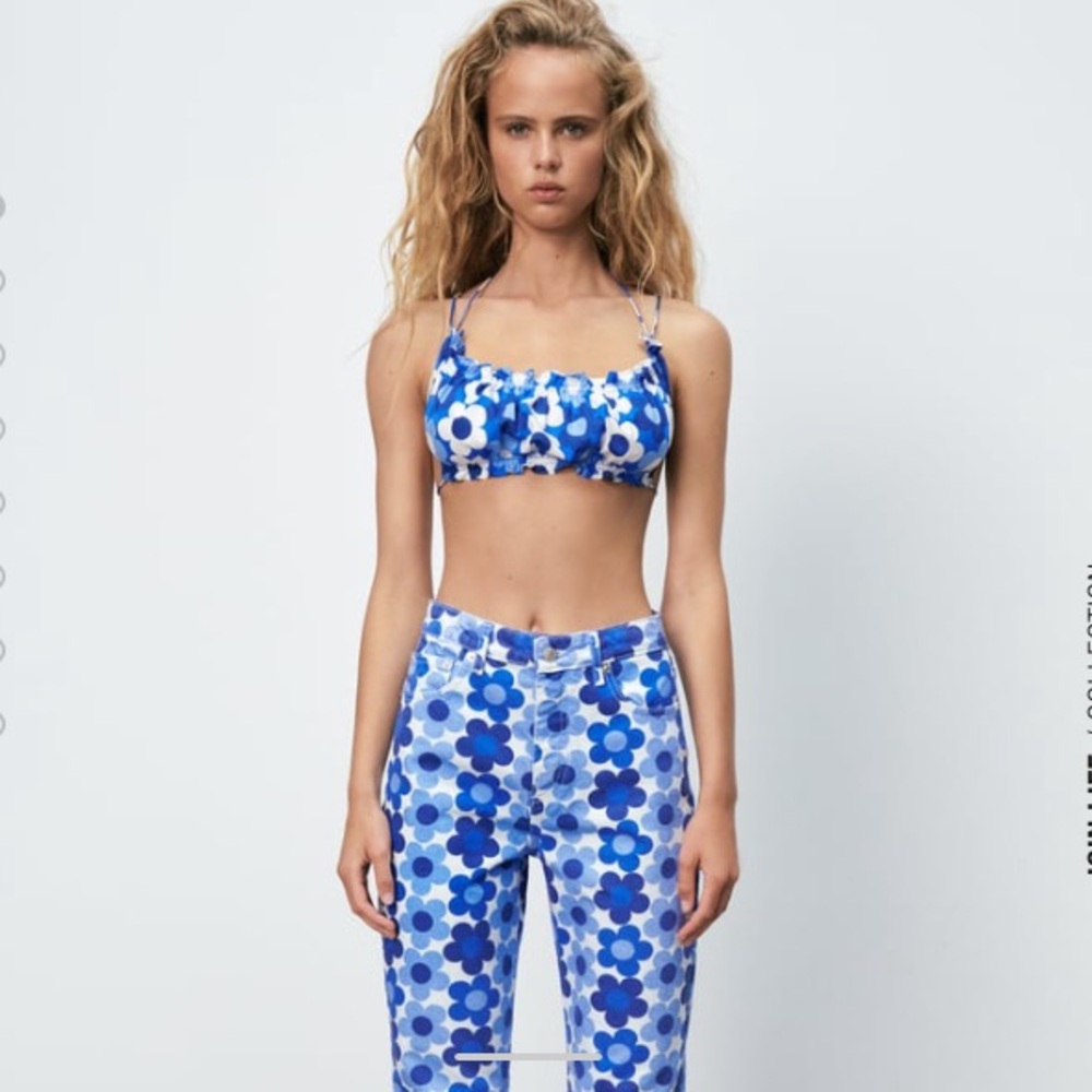 Zara Floral Crop Top - Small NWT